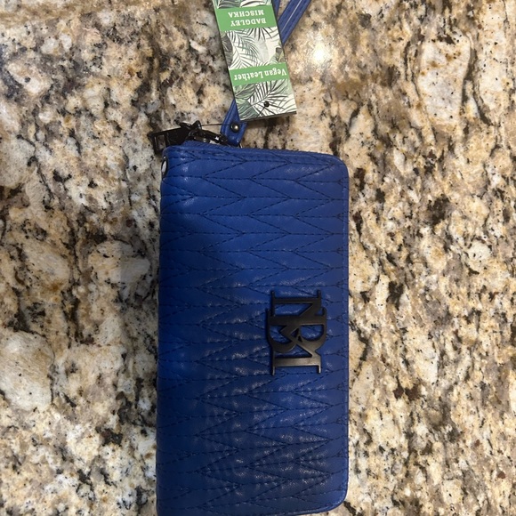 BMW Accessories - Badgley Mischka Long Wallet Electric Blue Organizer Zip Around 8x4 Brand New